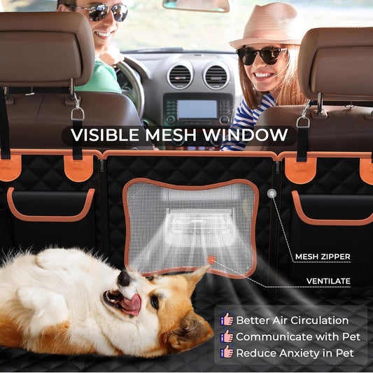 DriveCore Back Seat Extender for Dogs,Dog Car Seat Cover for Back Seat with Hard Bottom Holds 450 lbs Dog Hammock for Car,100% Waterproof for Car/SUV/Small Truck